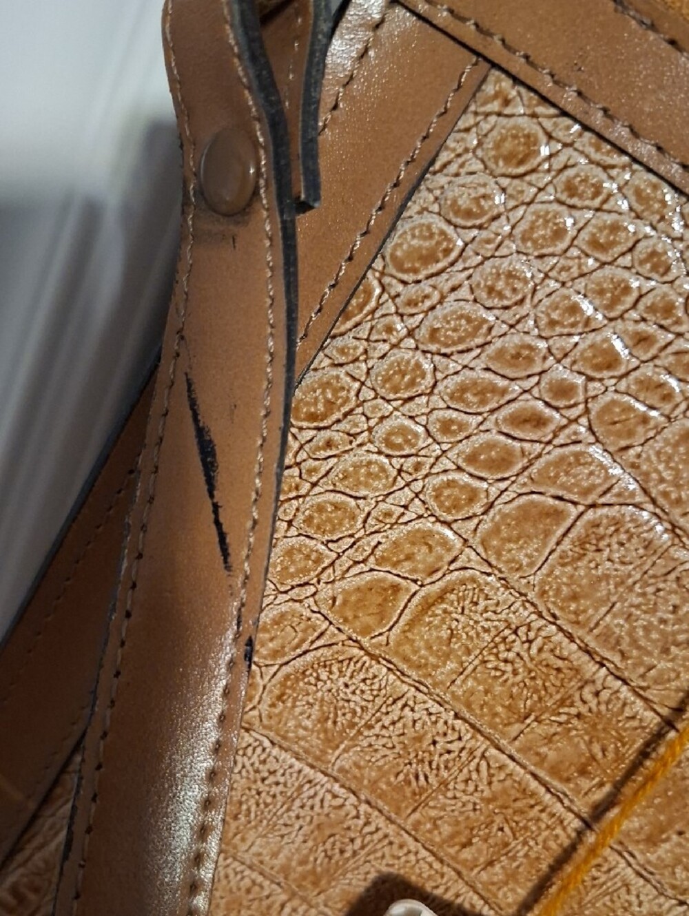Bugatti Cognac Croc-Embossed Leather Briefcase with Shoulder Strap - Picture 10 of 16